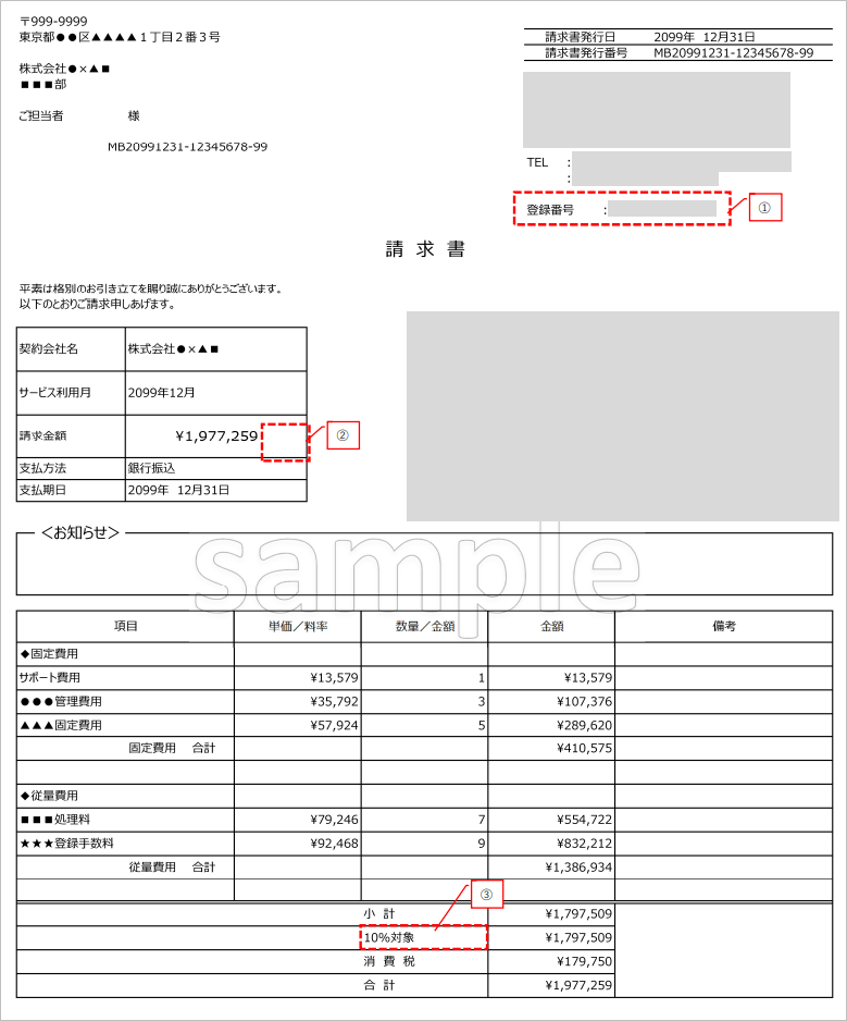 インボイス制度／請求書の変更点とサンプルイメージ